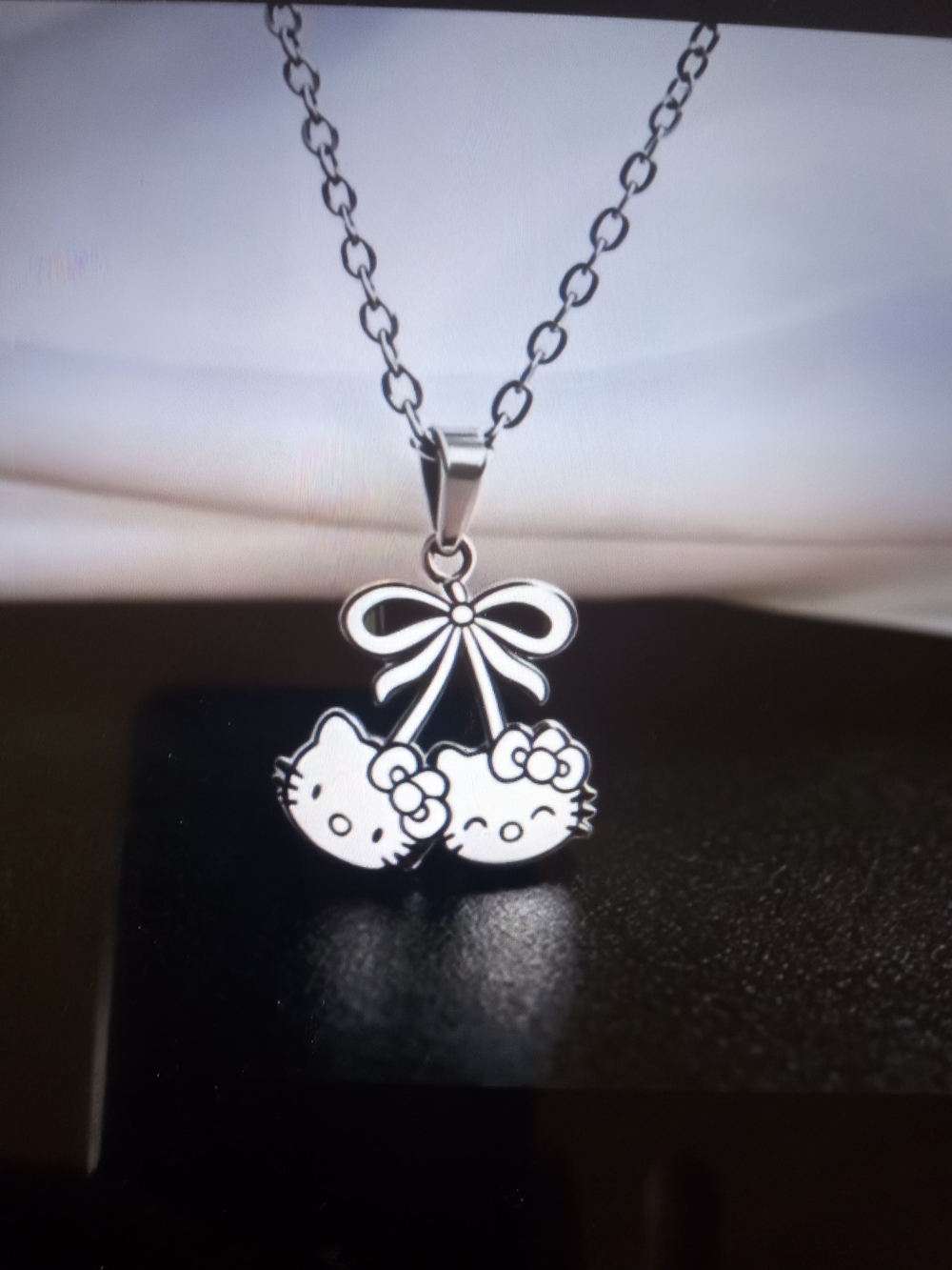 Hello Kitty Double Pendant Necklace in Silver